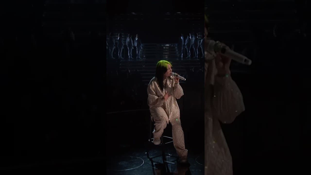 Billie performing “when the party’s over” at the 2020 GRAMMYs.