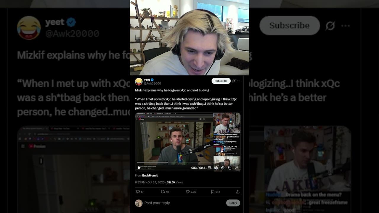 xQc Calls Out Mizkif For Lying About Him Crying