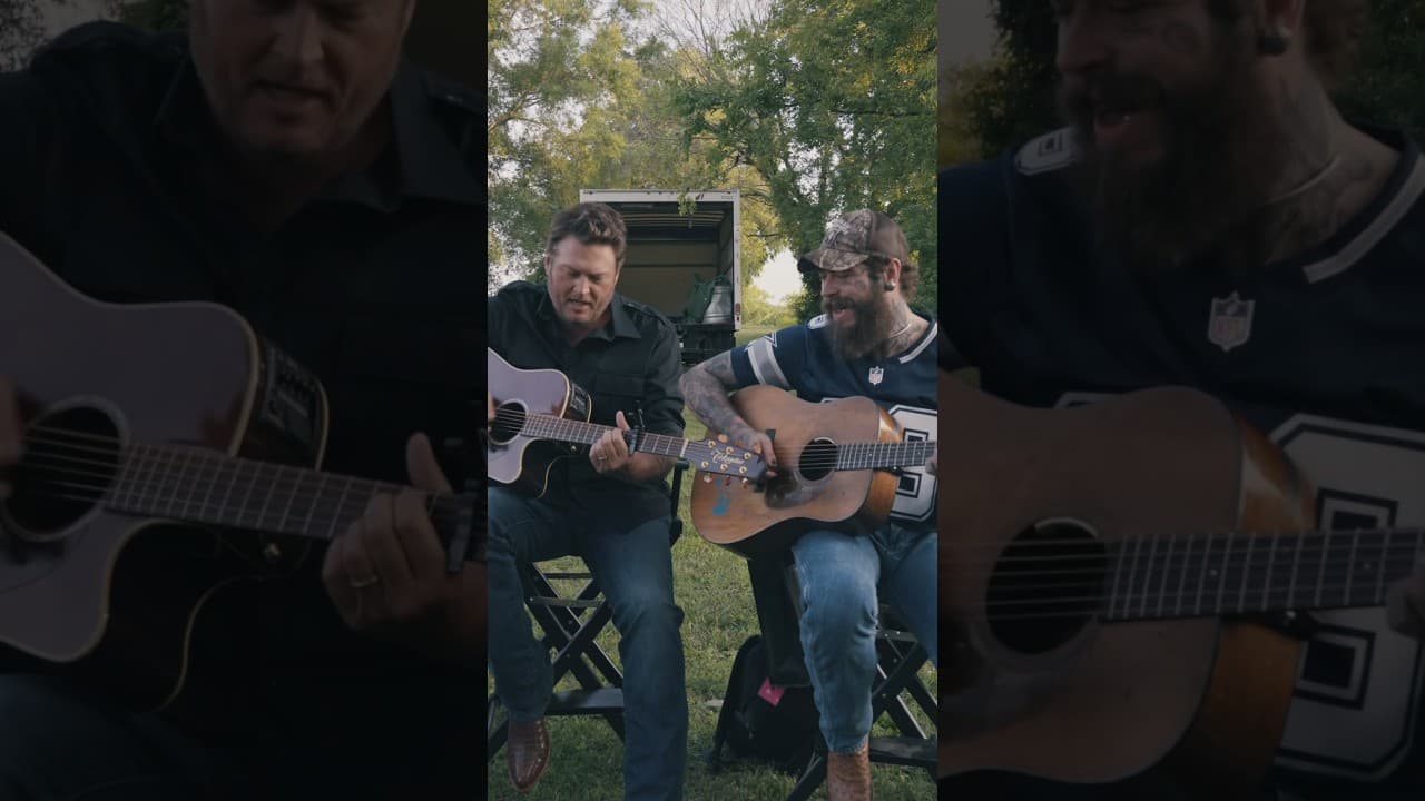 on set with @blakeshelton 🍻