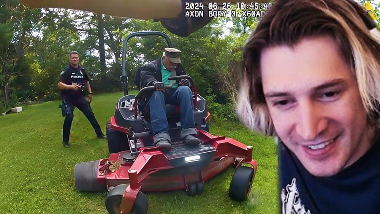 Senior Citizen Flees Police on His Lawnmower | xQc Reacts