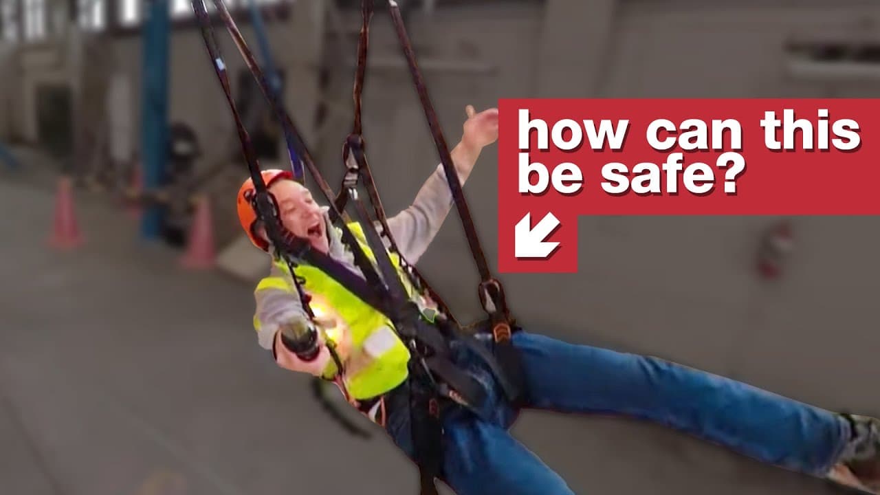 Testing a zip line that goes round corners