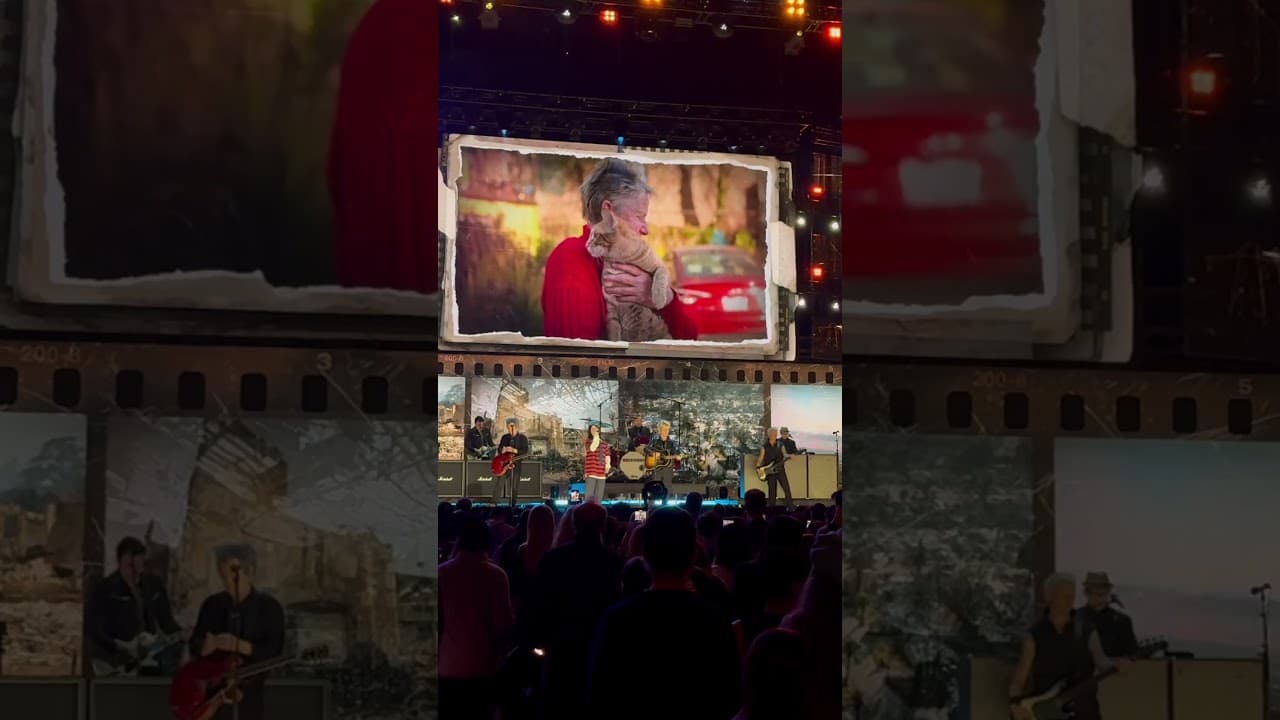 Billie performing “Last Night on Earth” with Green Day at FireAid LA Benefit Concert