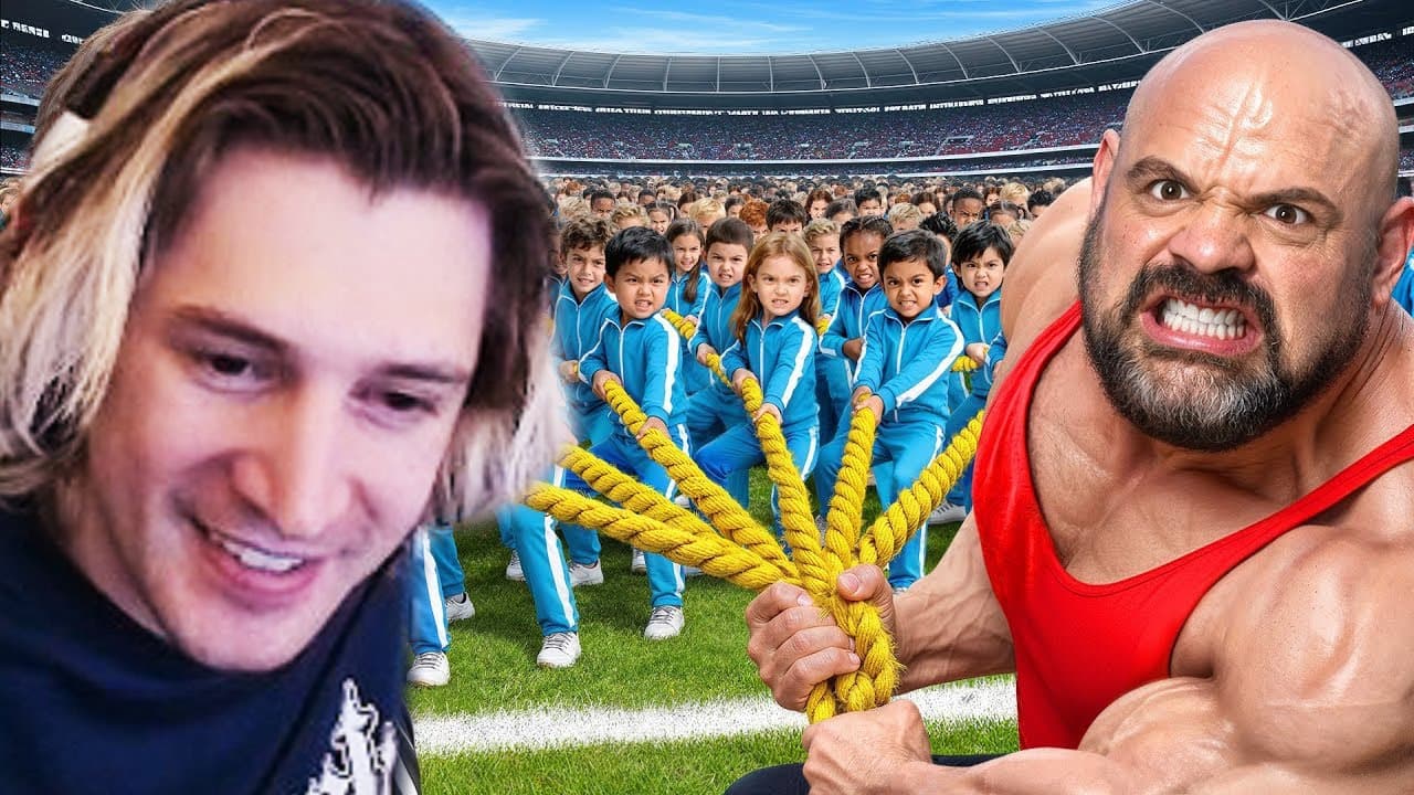 100 Kids Vs World's Strongest Man! | xQc Reacts